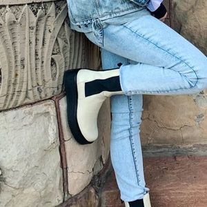 Platform leather boots worn under 15 times